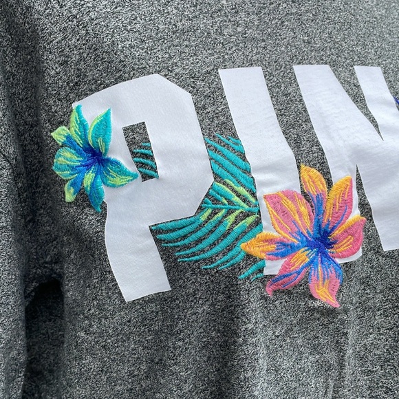 Embroidered Tropical PINK Tee - Picture 4 of 16